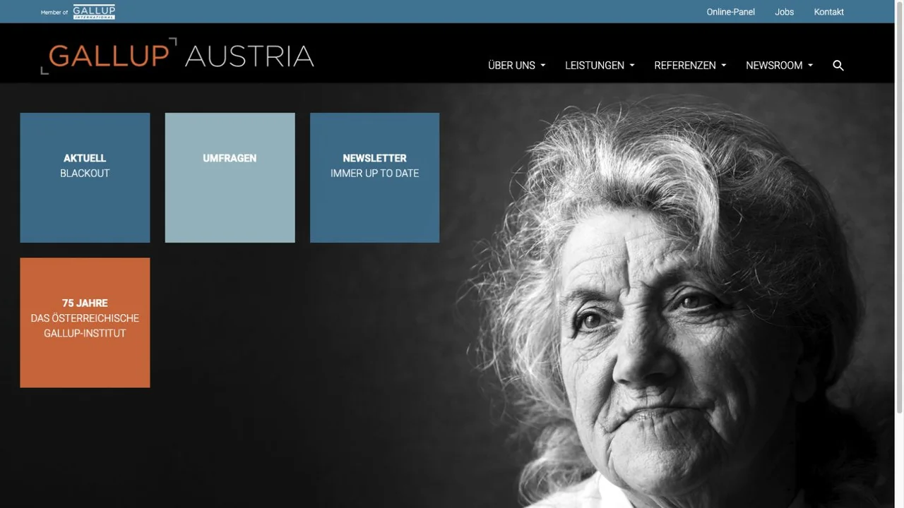 Screenshot der Website von Gallup Austria