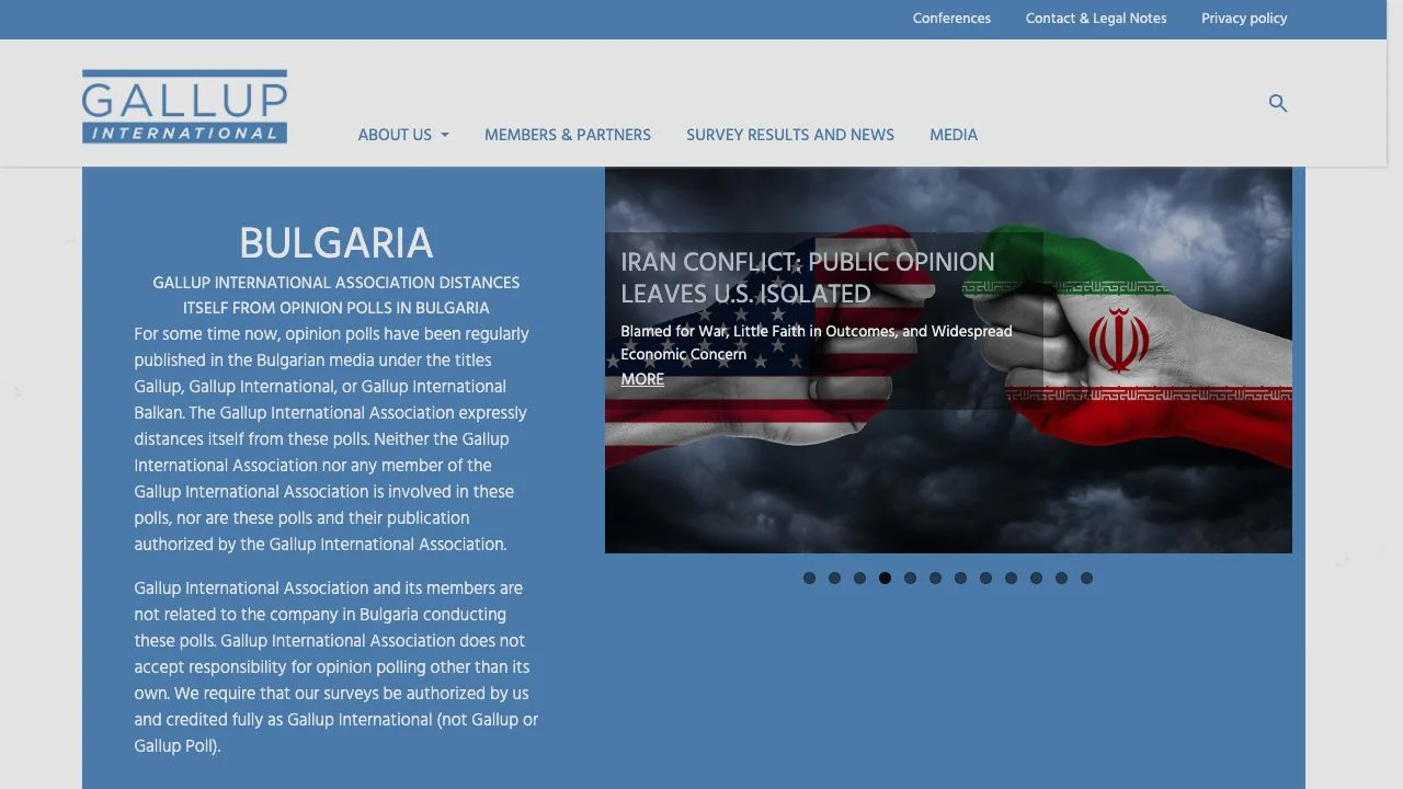 Screenshot der Website von Gallup International